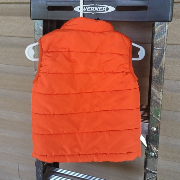 Orange and blue 12mo winter vest with pockets - Picture 2 of 3
